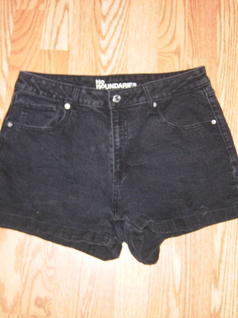 Black Cuffed Denim Shorts 14